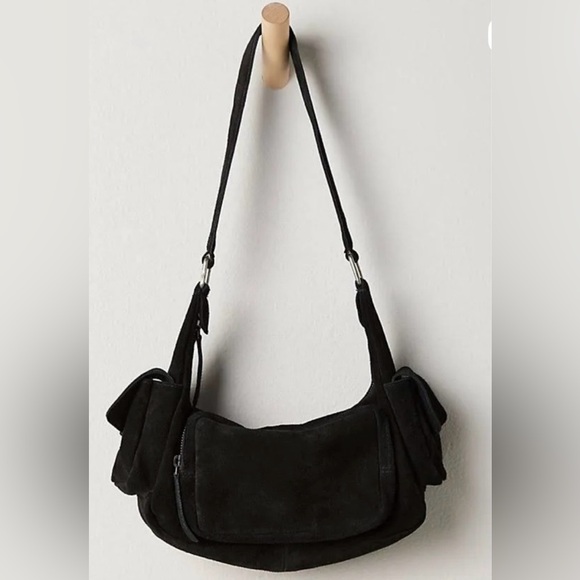 Free People Siren Black Suede Shoulder Bag - NWOT - Picture 2 of 13